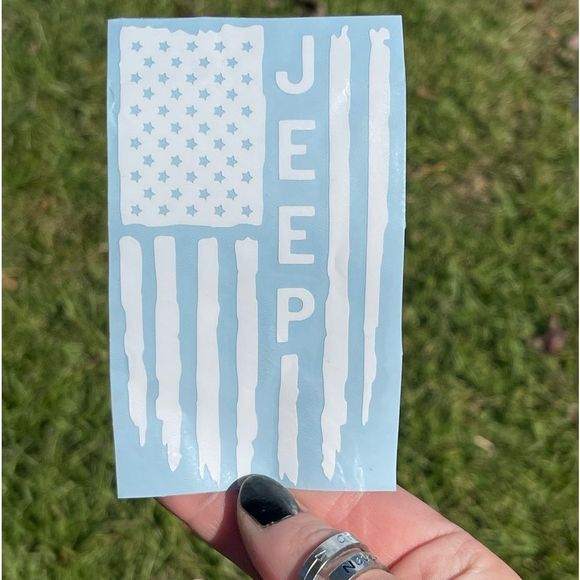 White Jeep Flag Vinyl Decal - Picture 1 of 7
